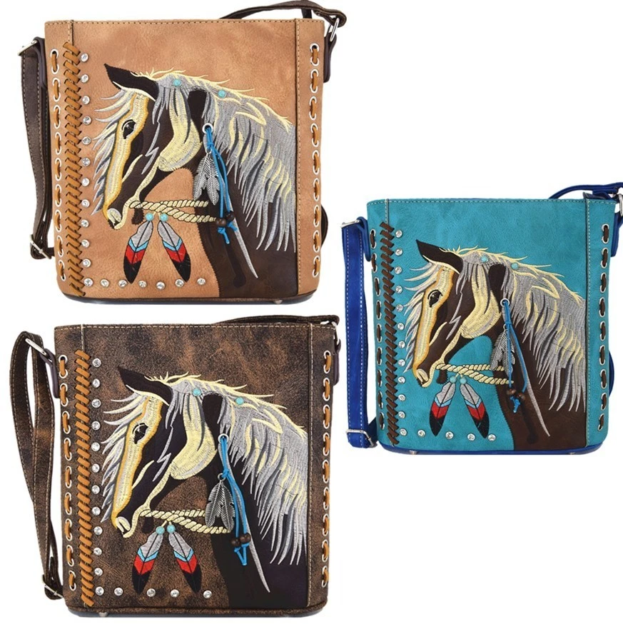 Bolso Bandolera Estilo Occidental Bordado Caballo Mujer Cartera Bolso de Hombro Individual Foto 1 de 1