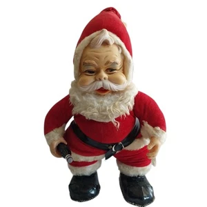 Stivali neri vintage anni 50 originali Rushton faccia gomma Babbo Natale peluche Coca Cola 15" - Foto 1 di 15