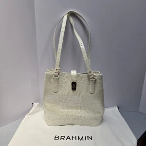 Brahmin Fiora Tote Milk Iridescent Melbourne Leather Shoulder Bag Purse - Picture 1 of 11