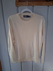 Suéter Pullover Polo Ralph Lauren Para Hombre Algodón Crema Cuello Redondo Talla M - Imagen 1 de 6