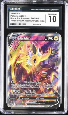 2021 POKEMON SWSH183 JOLTEON V BLACK STAR PROMO VMAX PREMIUM COLLECTION CGC 10 - Image 1 of 2