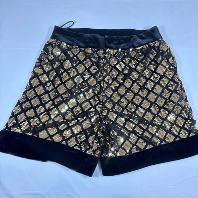 Pantalones Cortos Lentejuelas Terciopelo Y Color Dorado Talla L Nueva Cintura Elástica Foto 1 de 4
