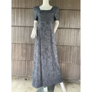 Vintage SCALA 100% Silk Glam Beaded Evening Cocktail Formal Maxi Dress Women S - Picture 1 of 21
