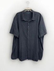 Perry Ellis Mens Big & Tall 4X Button Up Shirt Stretch Short Sleeve Navy Striped - Picture 1 of 5