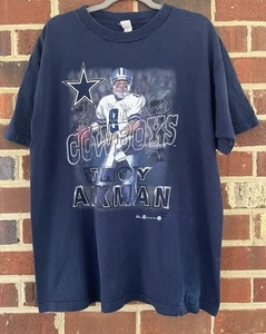 VINTAGE Dallas Cowboys T-Shirt XL Mens Troy Aikman Player Tee NFL Football 90s - Picture 1 of 9