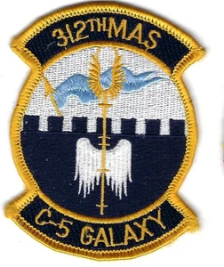 PATCH USAF 312TH MAS MILITARY AIRLIFT SQ C-5 GALAXY TRAVIS AFB JT-50 - Picture 1 of 1