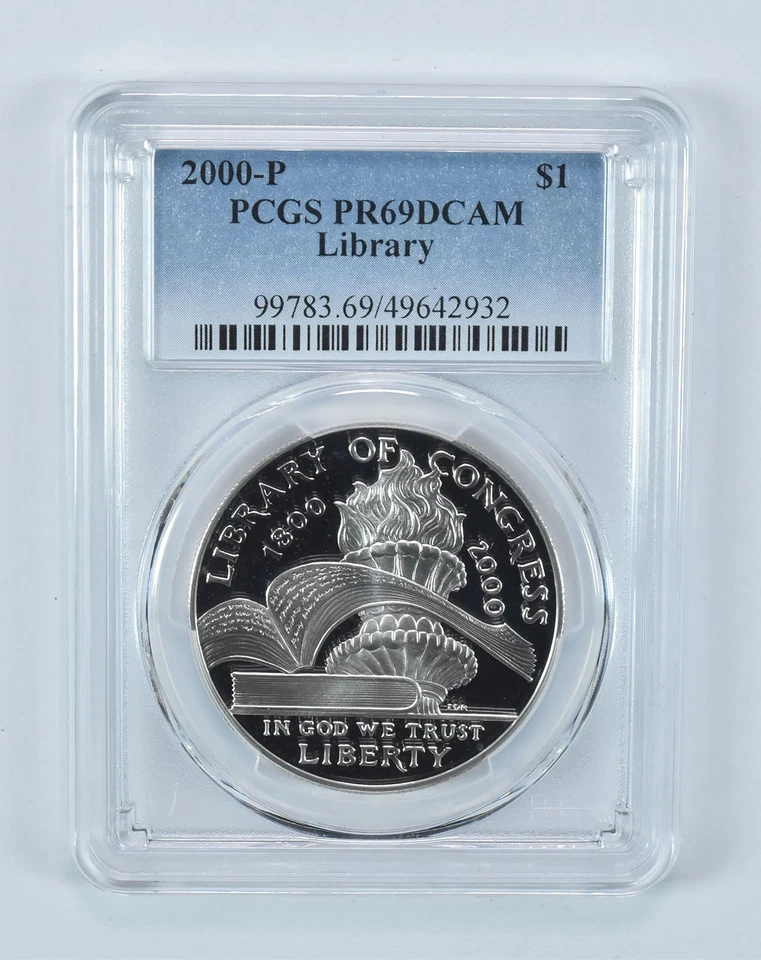 2000-P Library Of Congress Commemorative Dollar PR69 DCAM PCGS Blue Label *1484 - Image 1 of 4