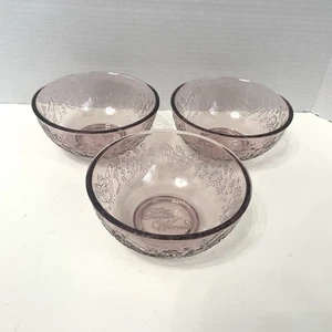 Set Of 3 Pioneer Woman Embossed Glass Prep Bowls Mazie Bird Floral 5" Pink Rose - Imagen 1 de 11