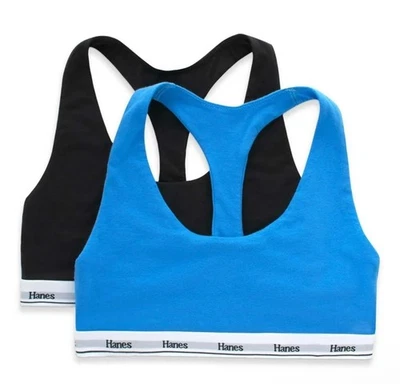 2 Pack Hanes Women's Originals Racerback Bralette Breathable Stretch Cotton - Image 1 of 2