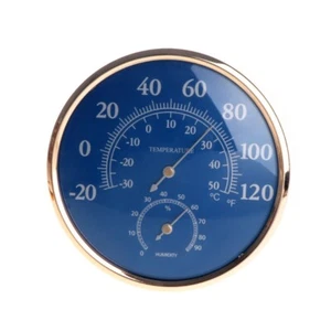 Round Large Thermometer Hygrometer Temperature Humidity Monitor Meter Gauge Blue - Picture 1 of 13
