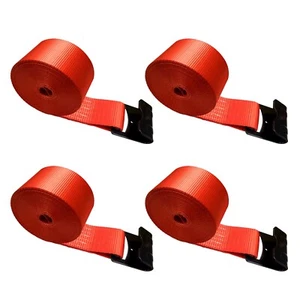 Paquete de 4 correas de amarre de cabrestante de cama plana de 4" x 40' de alta resistencia de EE. UU. con gancho plano 5400 libras - Imagen 1 de 7