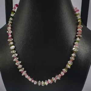 Beautiful Herkimer Diamond & Natural Tourmaline Mix Necklace, October Birthstone - Picture 1 of 6