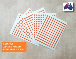 650 Pcs Mini Round Circle Dots Spots Label Sticker Colour Code Orange 5mm - Picture 1 of 2