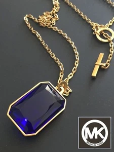 Michael Kors Blue Stone Pendant Necklace in Gold tone MKJ5001710, NWT - Picture 1 of 9