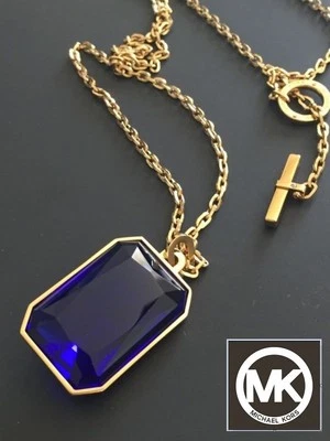 Michael Kors Blue Stone Pendant Necklace in Gold tone MKJ5001710, NWT - Image 1 of 4