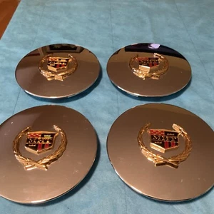 (4) Cadillac Replica MHT chrome/gold center cap   (P8709)  MH-1018 - Picture 1 of 8
