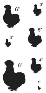 Silkie Chickens STENCIL 1"- 8" Signs Scrapbook Fabric Canvas Crafts Scrapbook - Picture 1 of 1