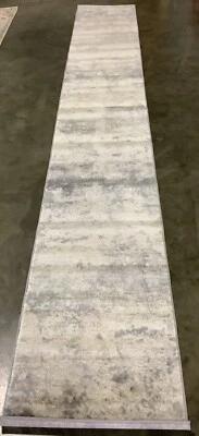 GREY / IVORY 2' X 14' Pressed Pile Rug, Reduced Price 1172667805 BNT822H-214 - Image 1 of 4