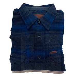 Orvis Hemd Herren mittelblau kariert Flanell Shacket Knopfleiste Langarm Outdoor - Bild 1 von 6