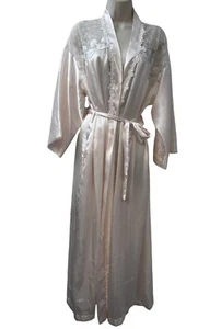 Dentelle Satin Spitzenbesatz Vintage Morgenmantel, bestickt Kimono Stil, Damen Medium - Bild 1 von 11