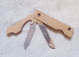 Basic Keychain Pocketknife Blade File Bottle Opener Metal Silver Free Shipping - Picture 1 of 4
