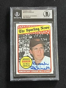 BROOKS ROBINSON 1969 TOPPS ALL STAR SIGNED AUTOGRAPHED CARD BAS AUTHENTIC - Picture 1 of 2