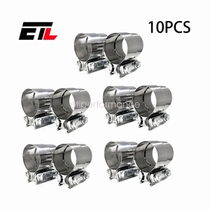 2PCS 2.50''-2.625'' Lap Joint Exhaust Clamp Muffler Sleeve Coupler Stainless - Picture 1 of 7