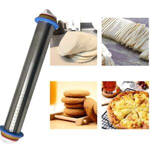 Stainless Steel Rolling Pin Dough Roll Baking Roller with Thickness Controller