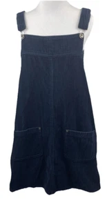 Vintage 90's North Crest Womans Navy Blue Sz Large Corduroy Overall Jumper Skirt - Picture 1 of 17