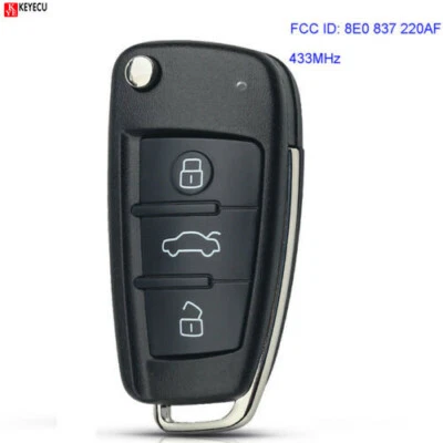 for Audi Q7 2007 08 09 2010 11 2012 Remote Key Fob 433MHz 8E Chip 8E0 837 220AF - Image 1 of 3