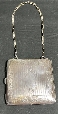 Antiguo monedero compacto alemán de plata para damas danza aleta moneda dinero maquillaje con puf Foto 1 de 4