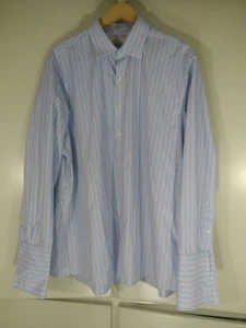 Michael Kors Mens Striped Long Sleeve Non Iron Dress Work Shirt S17.5 S1 - Picture 1 of 3