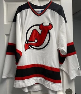 Vintage CCM NHL New Jersey Devils Blank White Jersey Size Large - Picture 1 of 11
