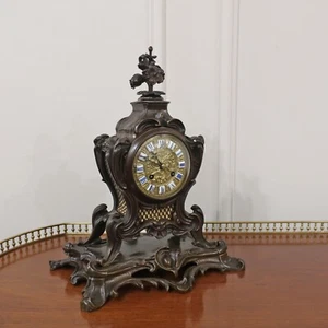 Antique Mantel Clock Bronze Rococo Style by Japy Freres 19th Century Restored - Picture 1 of 12