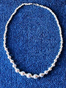 925 Sterling Silver Graduated Sphere ROUND BEADS 18” NECKLACE MCM Mid-Century - Picture 1 of 7