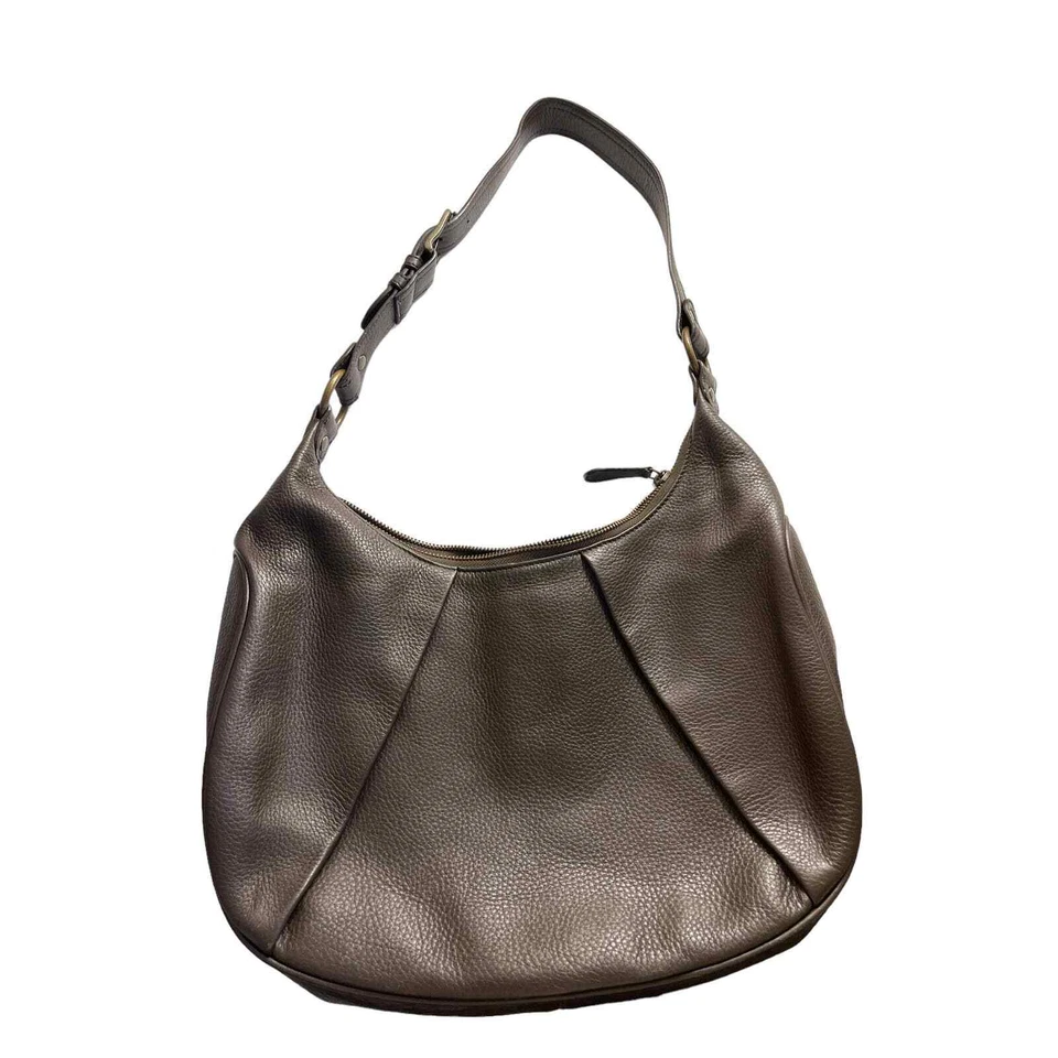 Eddie Bauer Genuine Cow Leather Purse Shoulder Bag Zipper Hobo Adjustable Brown  - Image 1 of 4