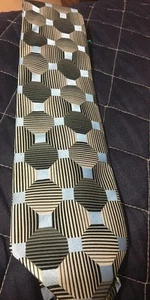 Bergamo New York Men's Necktie Blue Gray Geometric Design - Picture 1 of 4
