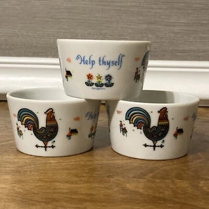 Berggren Rooster Help Thyself Cups Custard Fruit Set Of 3 Scandinavian Vintage - Picture 1 of 7