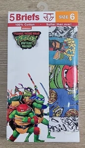 NEW Teenage Mutant Ninja Turtles 5-Pack Boys' 100% Cotton Briefs Size 6 - Picture 1 of 9