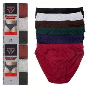 6 Pack Knocker Mens Bikinis Briefs Underwear 100% Cotton Solid Size Large 36-38 - Picture 1 of 1