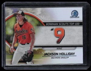 2023 BOWMAN SCOUTS’ TOP 100 JACKSON HOLLIDAY RC BALTIMORE ORIOLES #BTP-9 INSERT - Picture 1 of 2