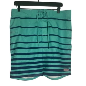Vineyard Vines Men's Teal Blue Striped Board Shorts Swim Trunks Size 32 - Picture 1 of 3