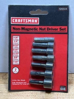 Vintage Craftsman 7 pc Non-Magnetic Nut Driver Set 26504 - 1/4in Hex Shank - USA - Image 1 of 3