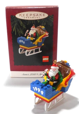 Vintage SANTAS LEGO SLEIGH 1994 Hallmark Ornament Lego Piece Accents - Image 1 of 4