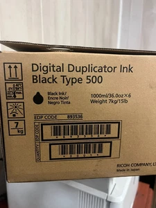 Tinta duplicadora digital Ricoh Japón negra tipo 500 893536, paquete de 6 NUEVO - Imagen 1 de 2