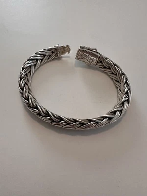 "Brazalete de eslabones de trigo pesado Scott Kay 18k y esterlina 8,5"" 111,72 gramos" Foto 1 de 4