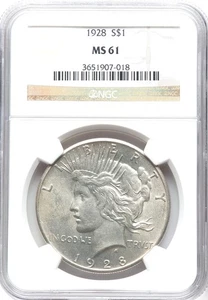1928 Peace Dollar NGC MS-61 - Picture 1 of 2