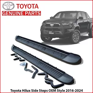 SIDE STEPS RUNNING BOARDS PAIR FOR TOYOTA HILUX MK8 2016 - 2024 100% OEM STYLE - Picture 1 of 11