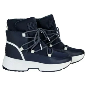 Michael kors Women Cassia leather nylon ankle bootie admiral navy Mk logo NWT - Picture 1 of 6