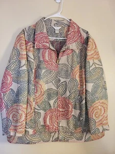 C J Banks Damen Jacke Größe 3X Blumen bestickt Rosen durchgehender Reißverschluss Cottagecore - Bild 1 von 13